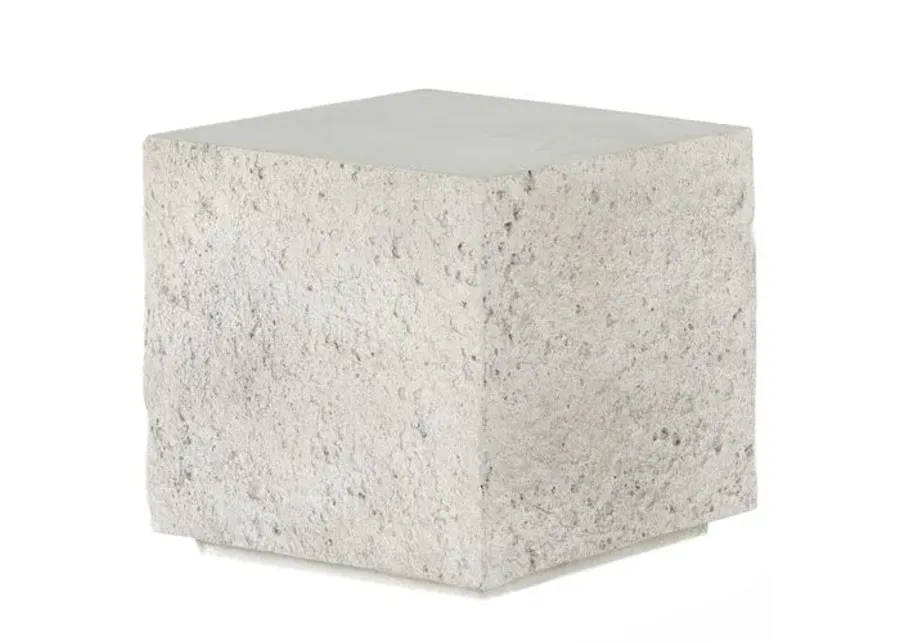 Celeste Outdoor Square End Table - Matte White Concrete