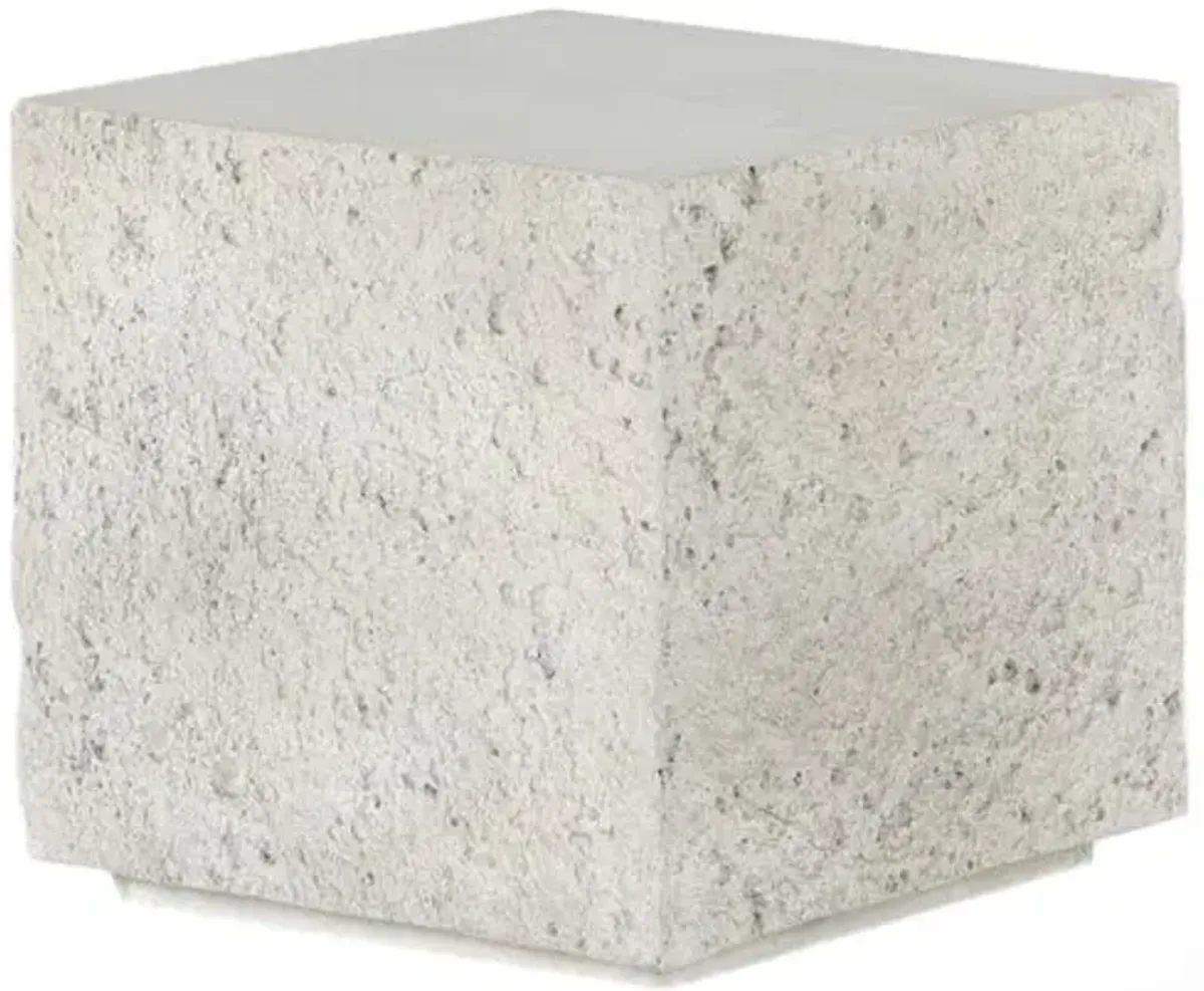 Celeste Outdoor Square End Table - Matte White Concrete