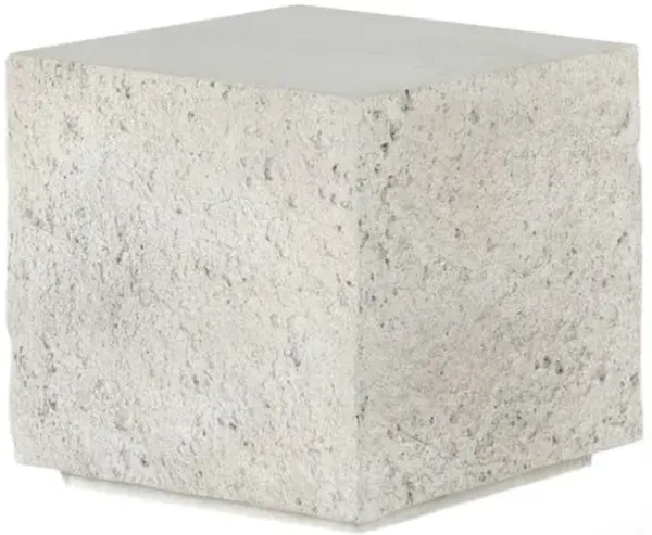 Celeste Outdoor Square End Table - Matte White Concrete