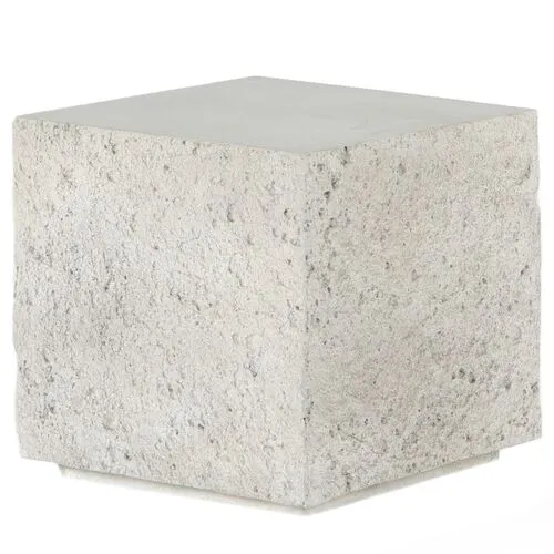 Celeste Outdoor Square End Table - Matte White Concrete