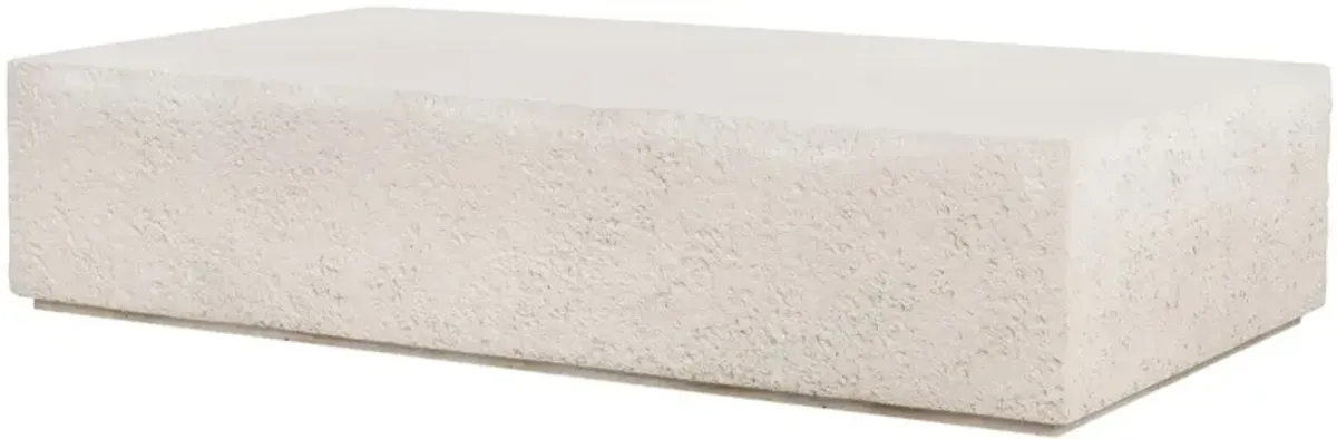 Celeste Outdoor Rectangular Coffee Table, Matte White Concrete