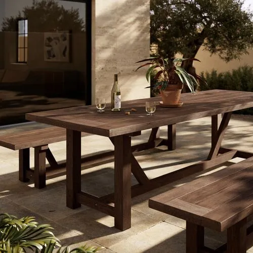 Ginger 118" Outdoor Teak Dining Table - Heritage Brown