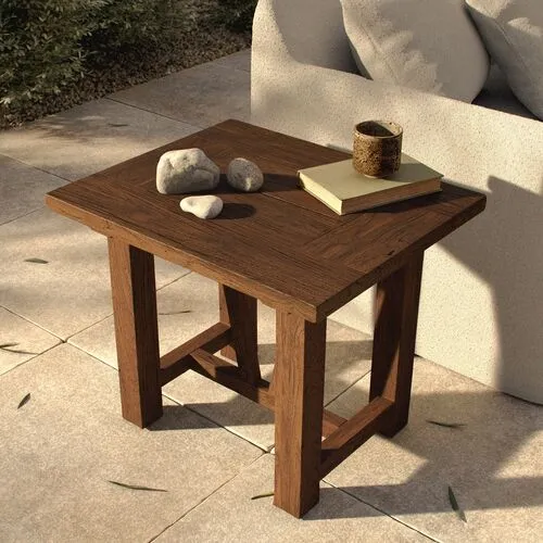 Ginger Outdoor Teak End Table - Heritage Brown