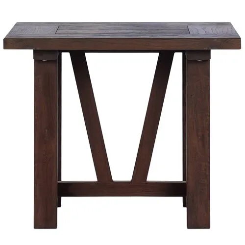 Ginger Outdoor Teak End Table - Heritage Brown