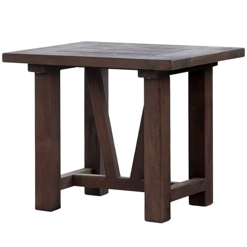 Ginger Outdoor Teak End Table - Heritage Brown