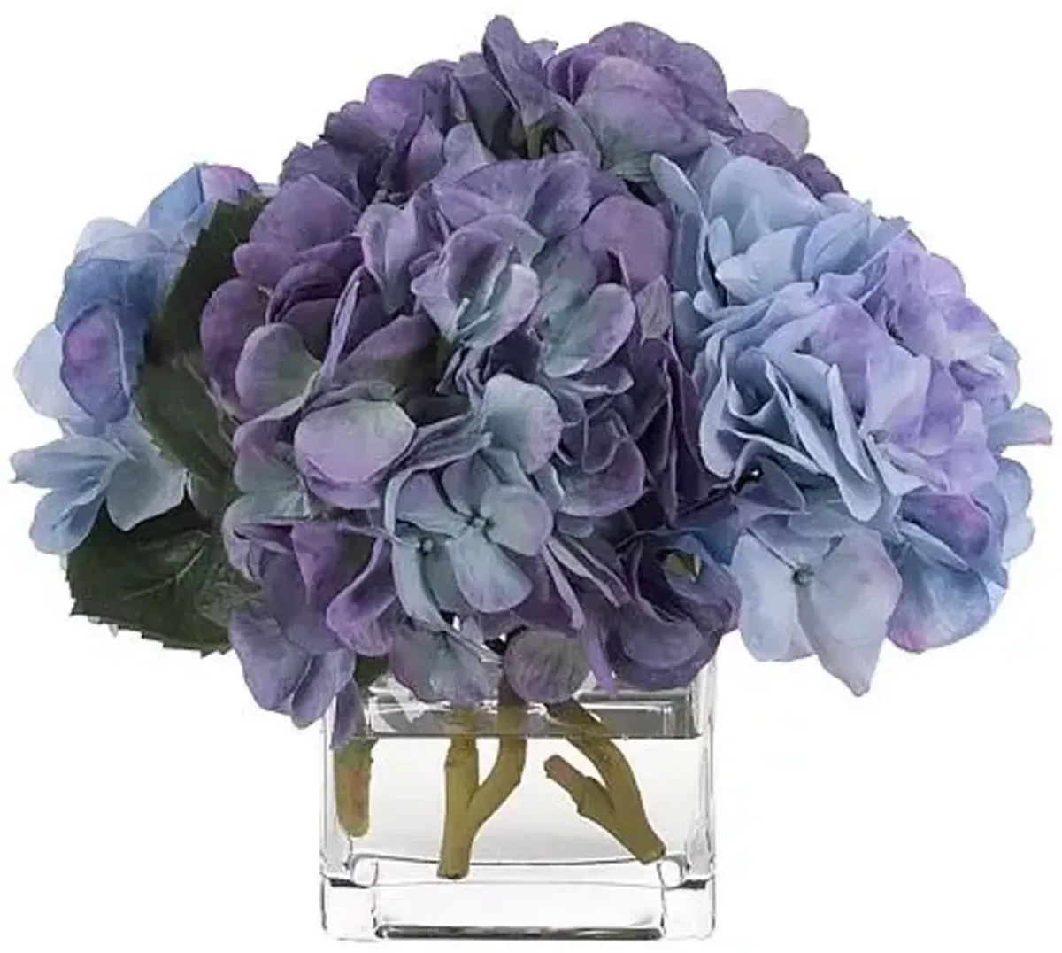 10" Hydrangea in Glass Vase - Faux - NDI - Blue