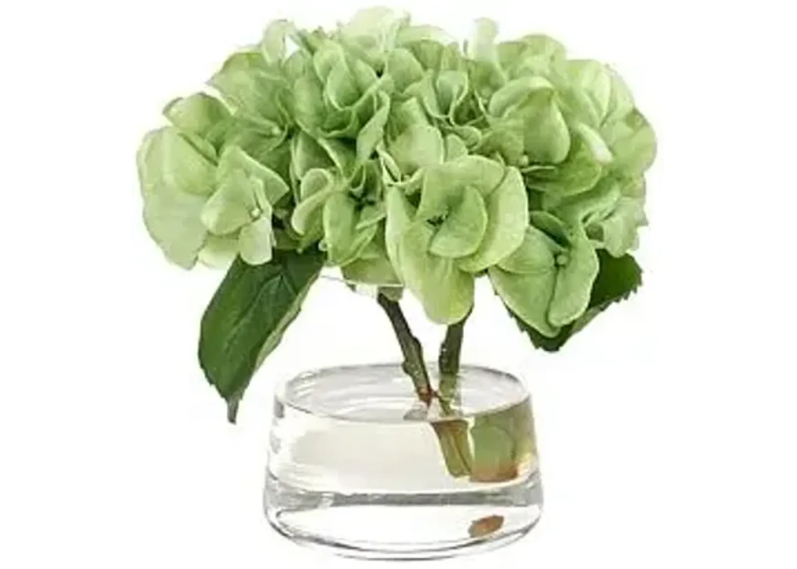 7" Hydrangea in Glass Vase - Faux - NDI - Green