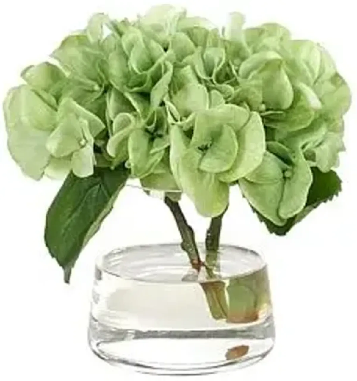 7" Hydrangea in Glass Vase - Faux - NDI - Green