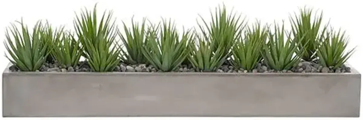 10" Yucca in Concrete Planter - Faux - NDI - Green - 10Hx8Lx31.5W in