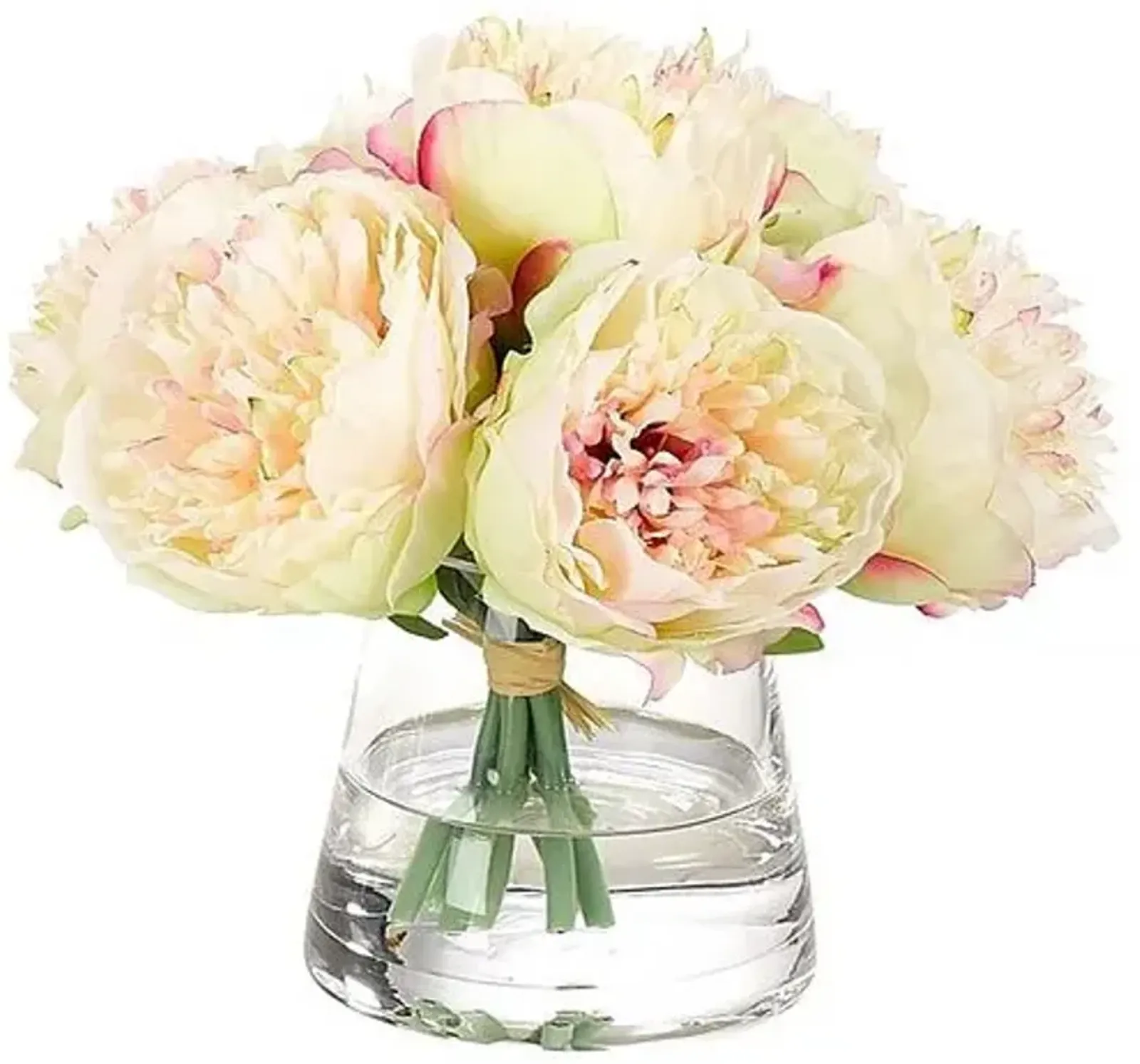 8" Light Pink Peony Arrangement in Glass Vase - Faux - NDI