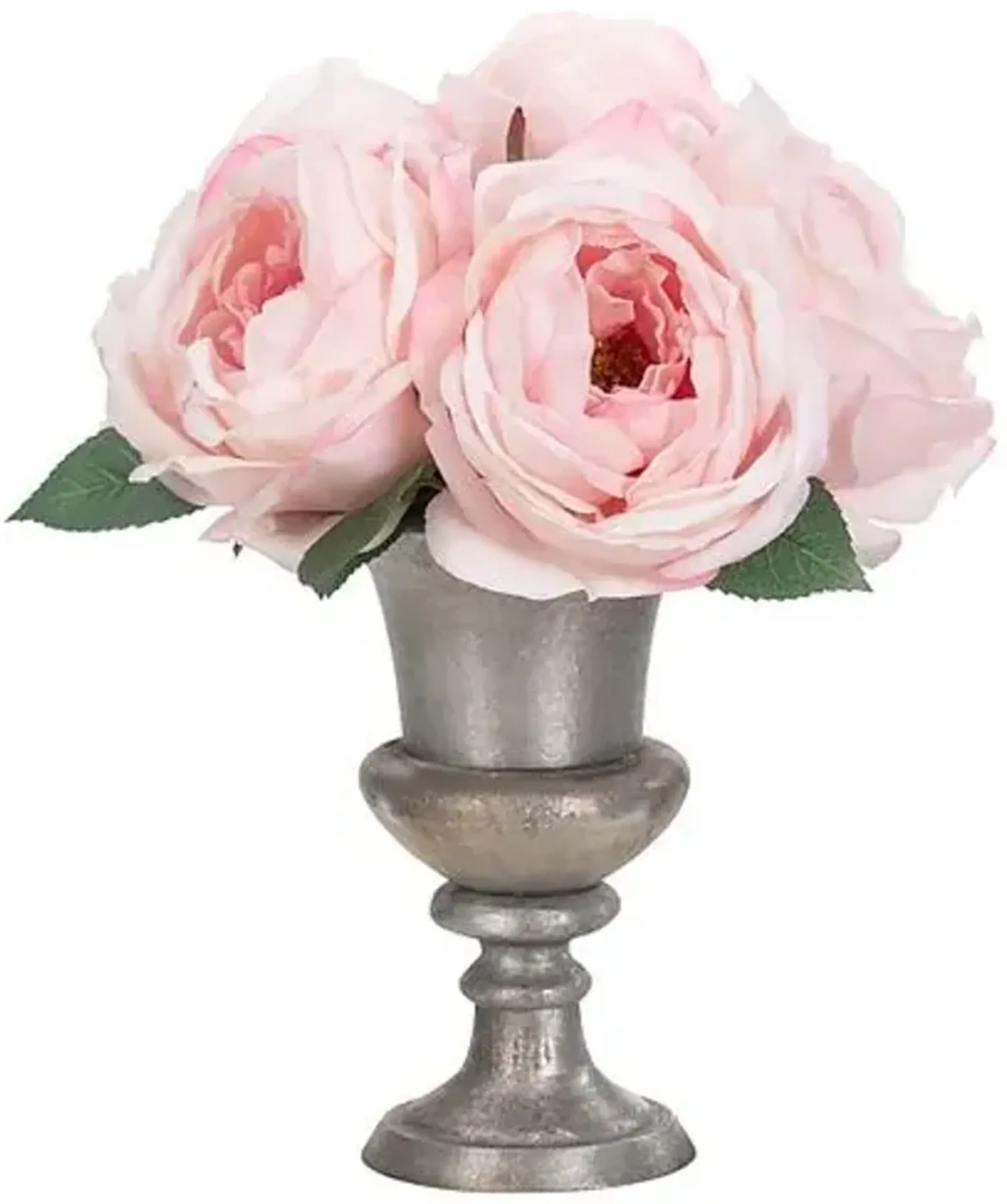 12" Rose Arrangement Pewter Urn - Faux - NDI - Pink