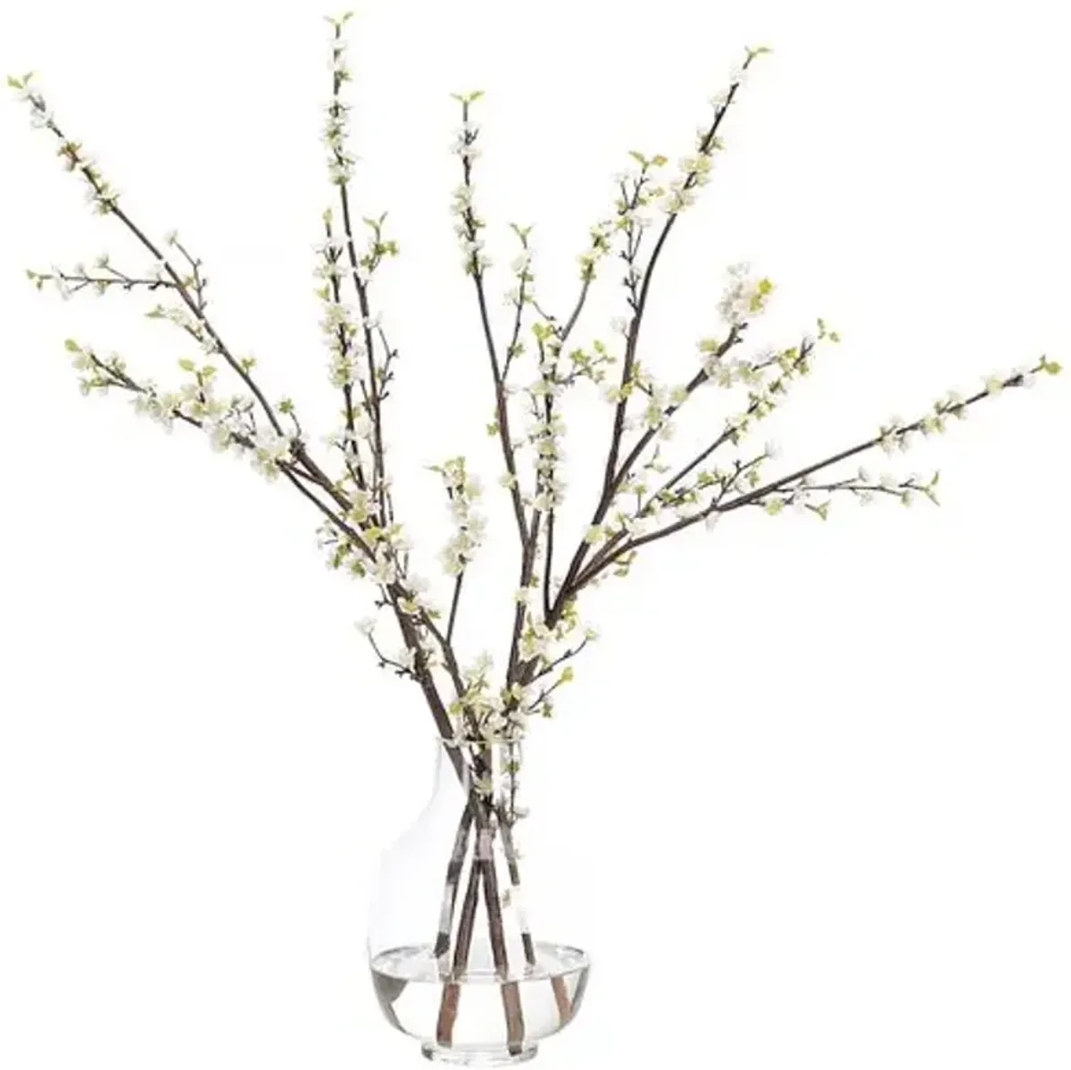 31" Plum Blossom in Glass Bulb Vase - Faux - NDI - White