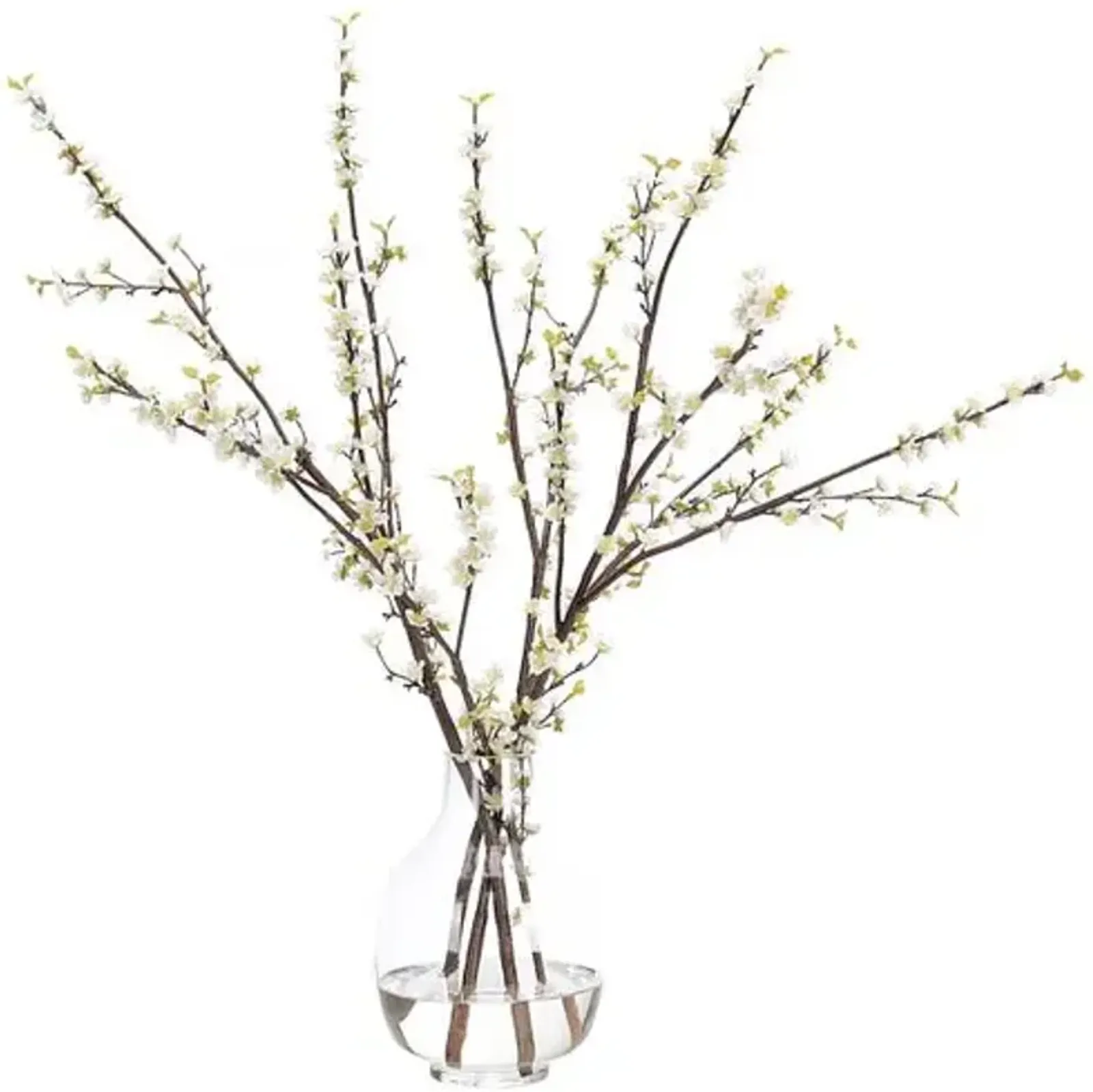 31" Plum Blossom in Glass Bulb Vase - Faux - NDI - White