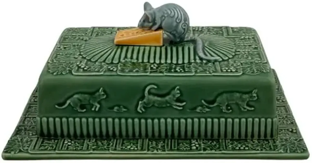 Cheese Tray Mouse With Lid - Green - Bordallo Pinheiro