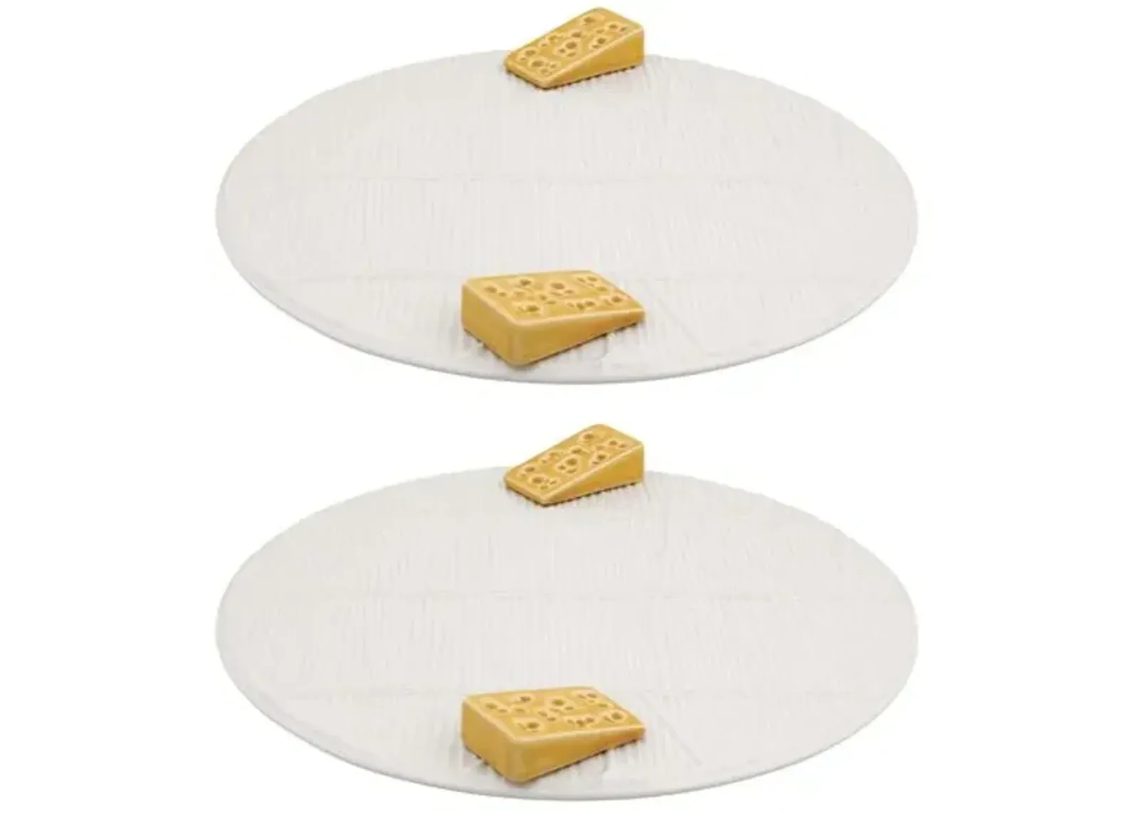 Set of 2 Cheese Tray With Yellow Cheese - White - Bordallo Pinheiro