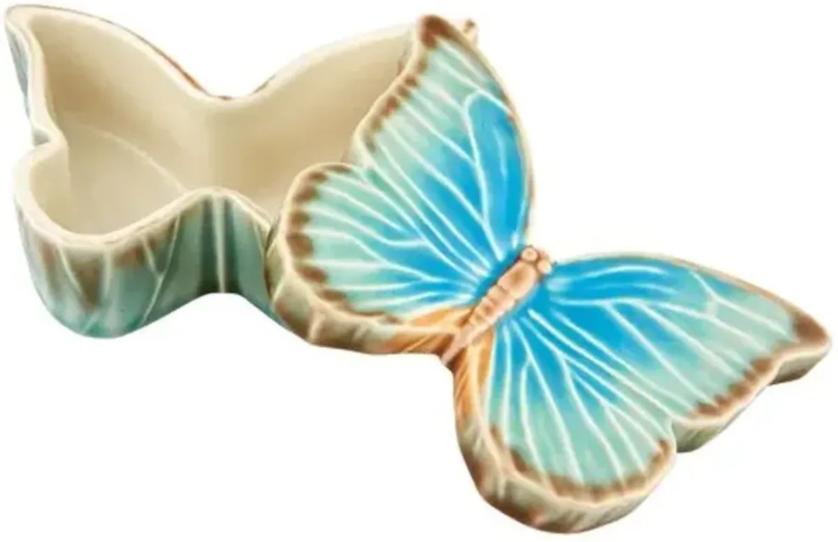 "Cloudy Butterflies" Box By Cláudia Schiffer - Bordallo Pinheiro - Blue