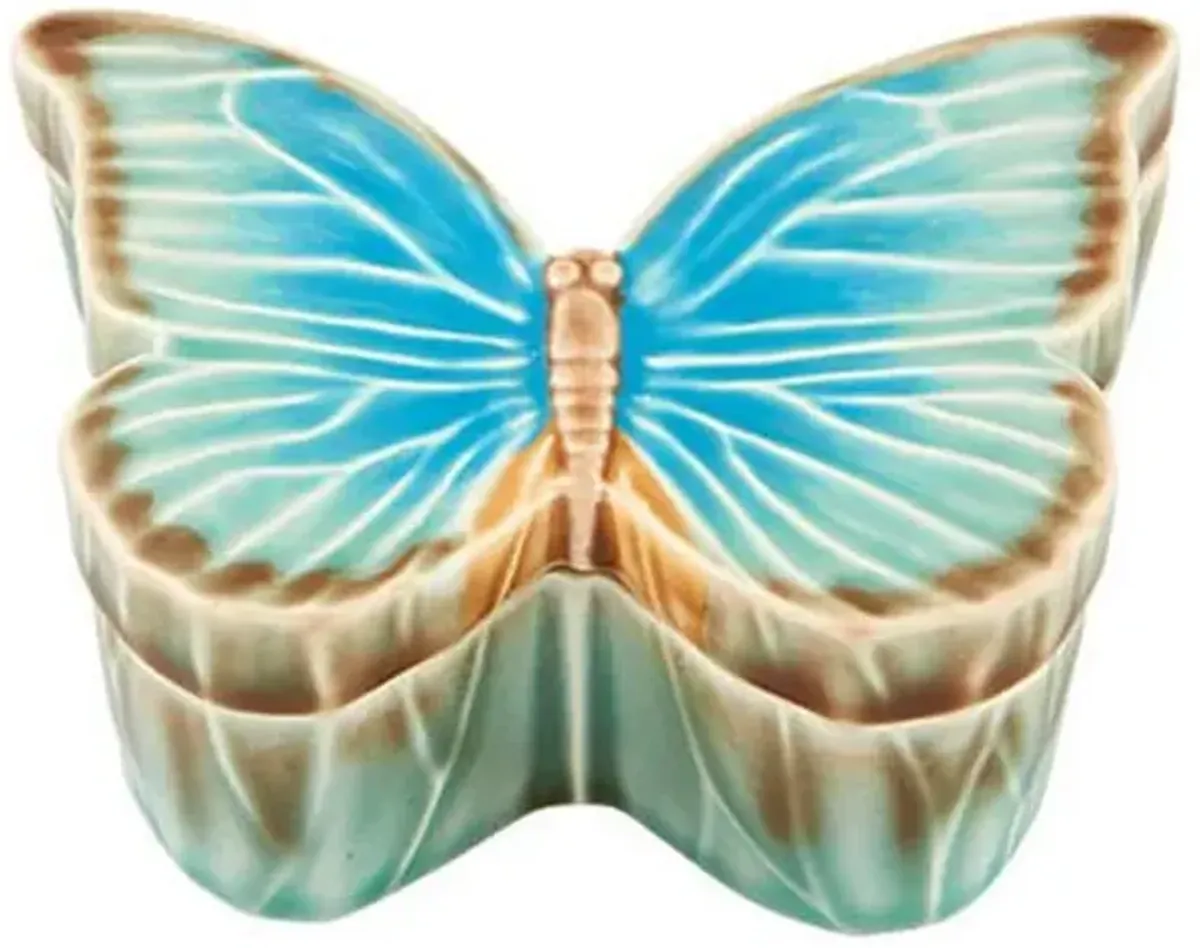 "Cloudy Butterflies" Box By Cláudia Schiffer - Bordallo Pinheiro - Blue