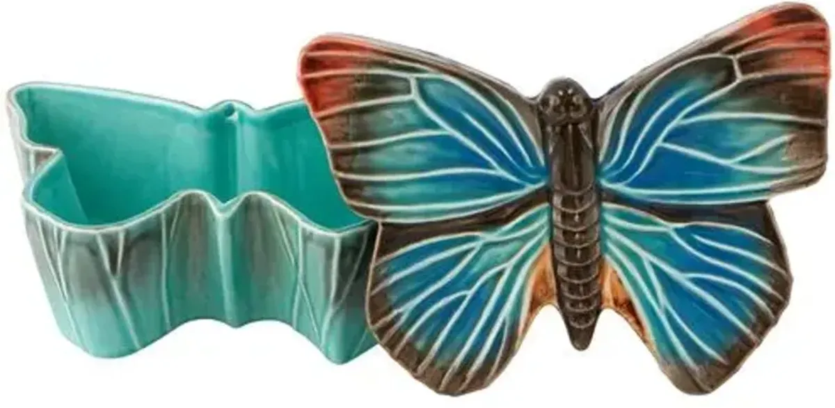 "Cloudy Butterflies" Box By Cláudia Schiffer - Bordallo Pinheiro - Blue