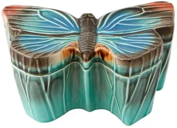 "Cloudy Butterflies" Box By Cláudia Schiffer - Bordallo Pinheiro - Blue