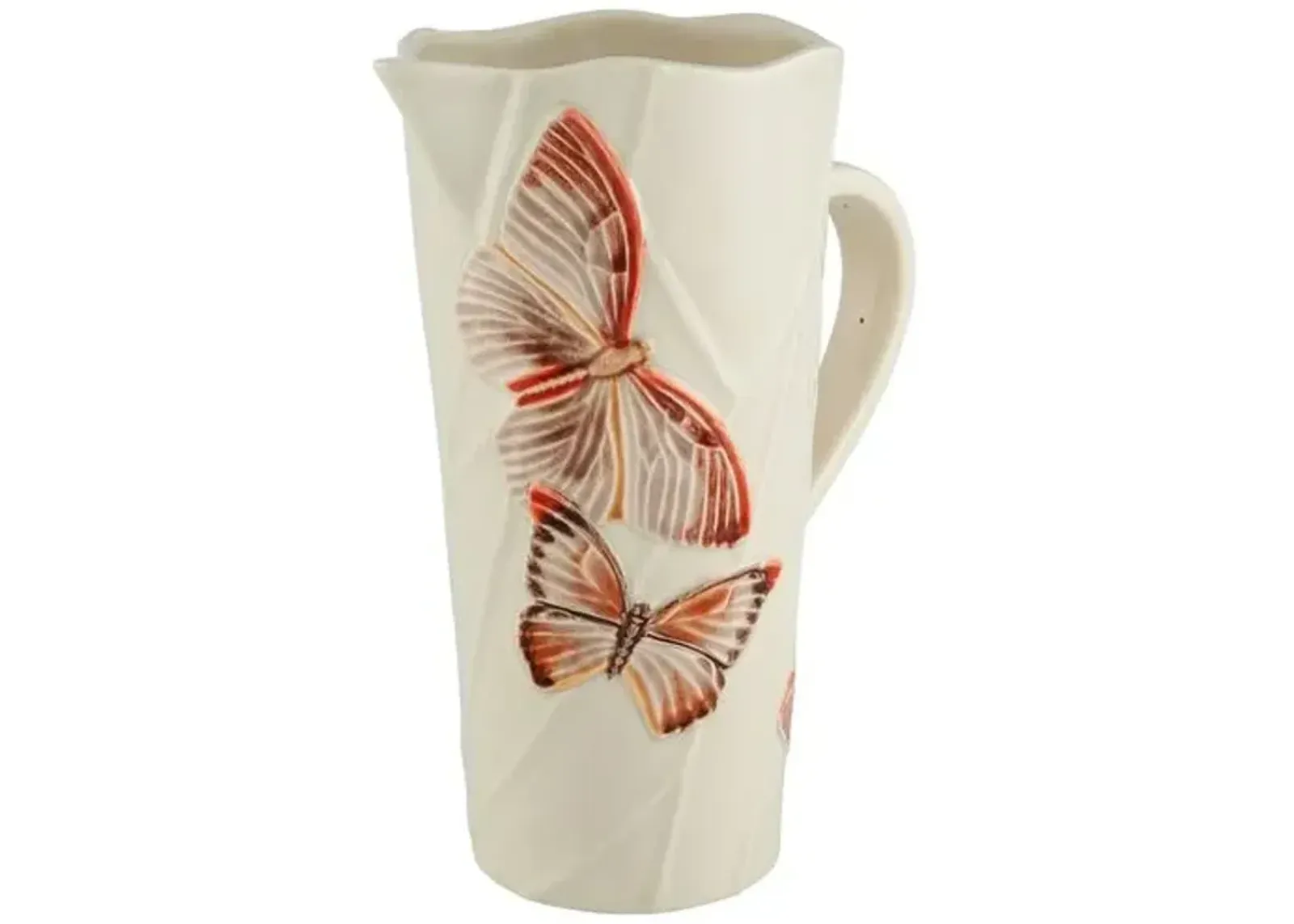 "Cloudy Butterflies" By Cláudia Schiffer Pitcher - Bordallo Pinheiro - Ivory