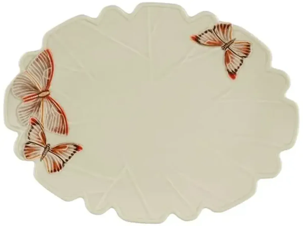 "Cloudy Butterflies" By Cláudia Schiffer Platter - Bordallo Pinheiro - Ivory