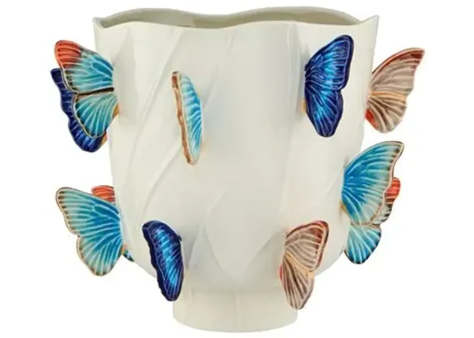 "Cloudy Butterflies" By Cláudia Schiffer Vase - Bordallo Pinheiro - Ivory