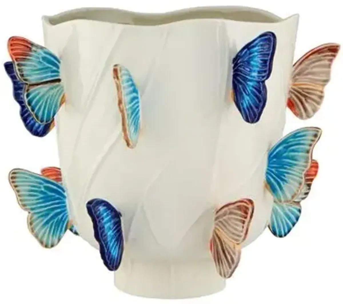 "Cloudy Butterflies" By Cláudia Schiffer Vase - Bordallo Pinheiro - Ivory