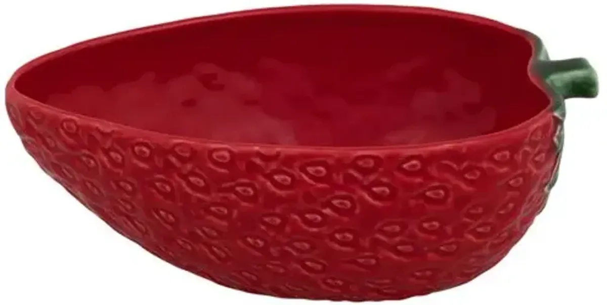 Set of 2 Strawberries Oval Bowls - Red - Bordallo Pinheiro