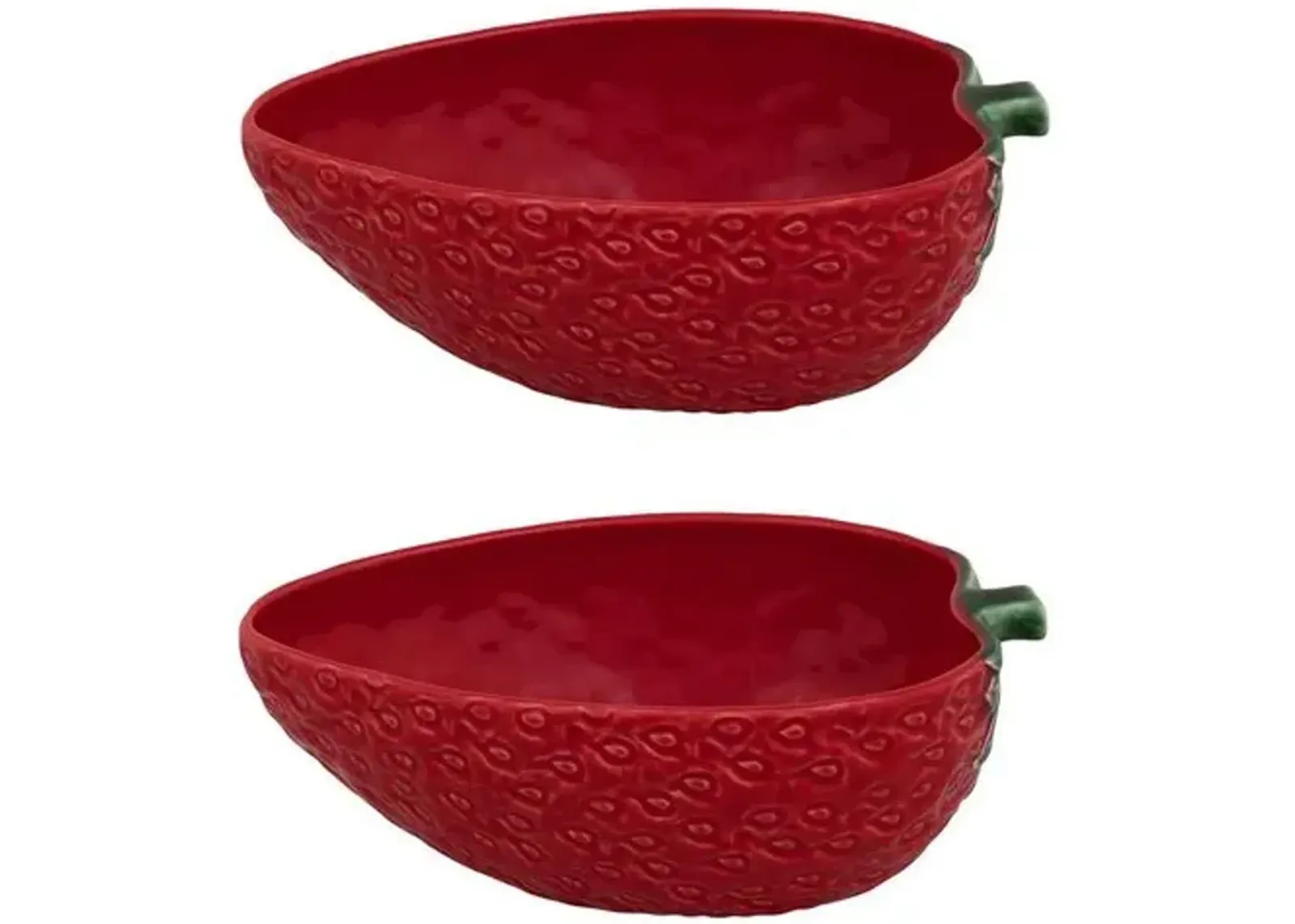 Set of 2 Strawberries Oval Bowls - Red - Bordallo Pinheiro