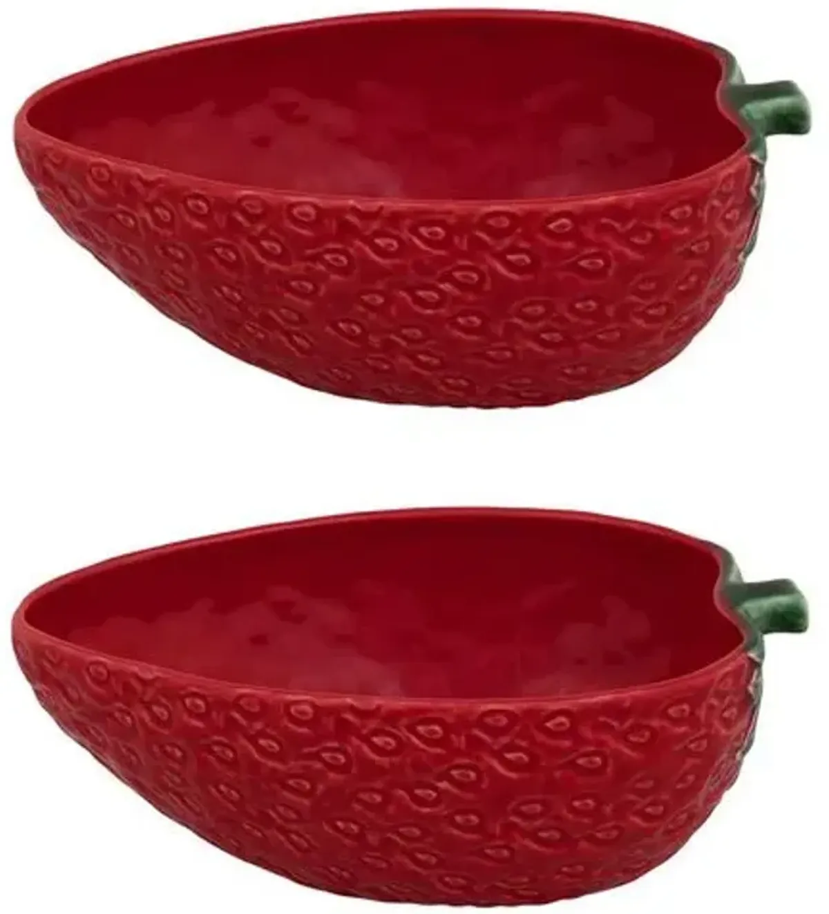 Set of 2 Strawberries Oval Bowls - Red - Bordallo Pinheiro