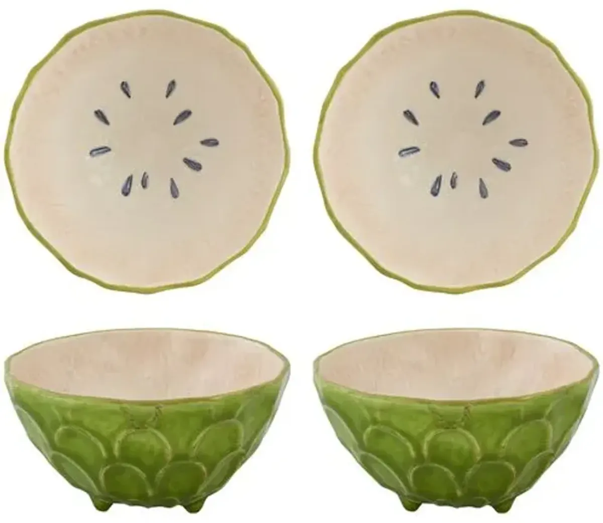 Set of 4 Tropical Fruits Annona Bowls - Bordallo Pinheiro - Green