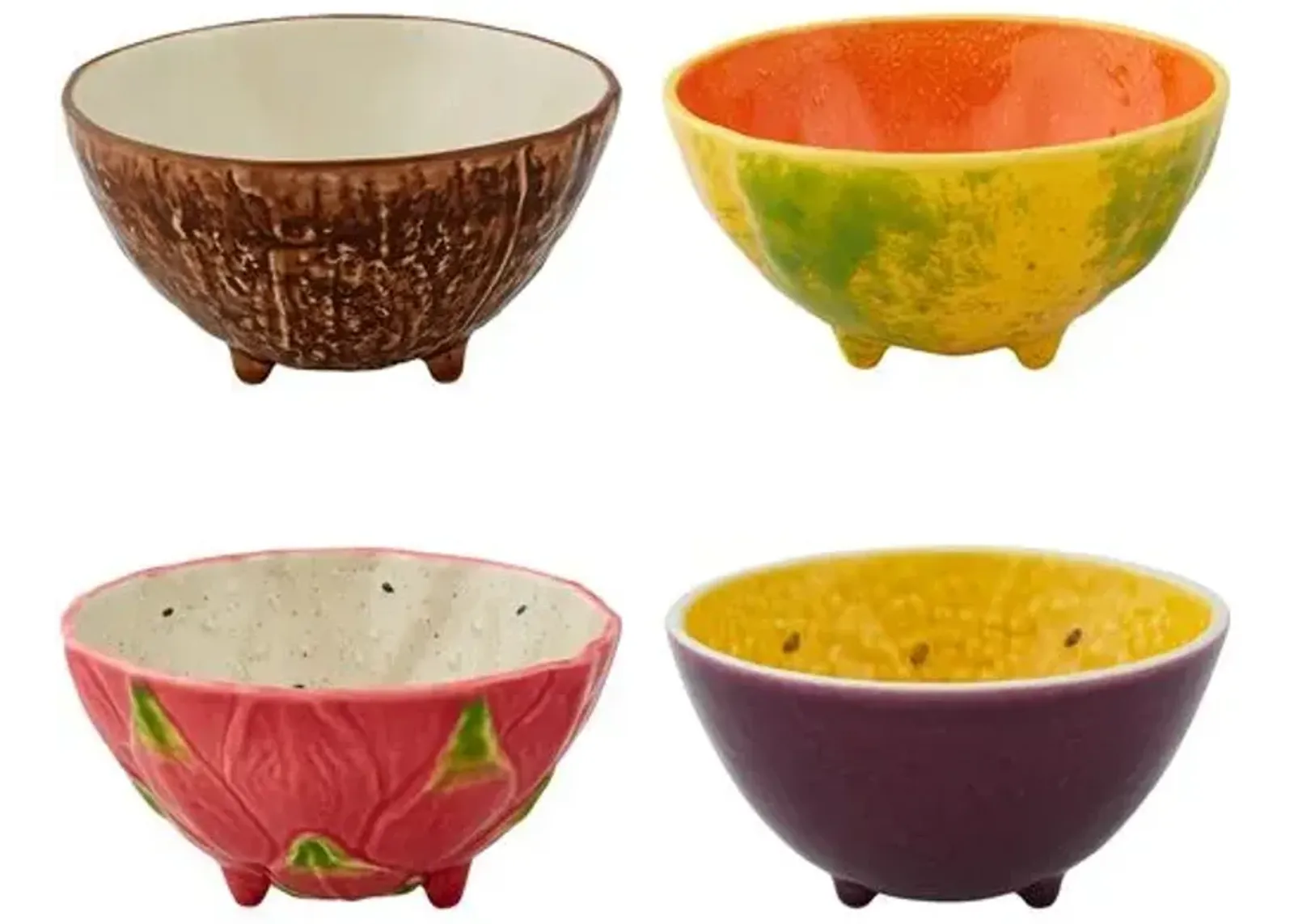 Set of 4 Tropical Fruits Assorted Bowls - Bordallo Pinheiro - Multi