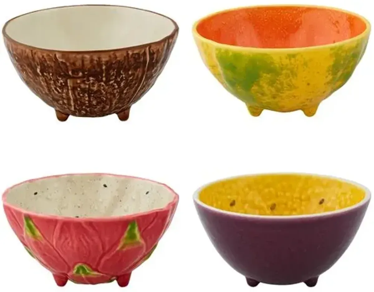 Set of 4 Tropical Fruits Assorted Bowls - Bordallo Pinheiro - Multi