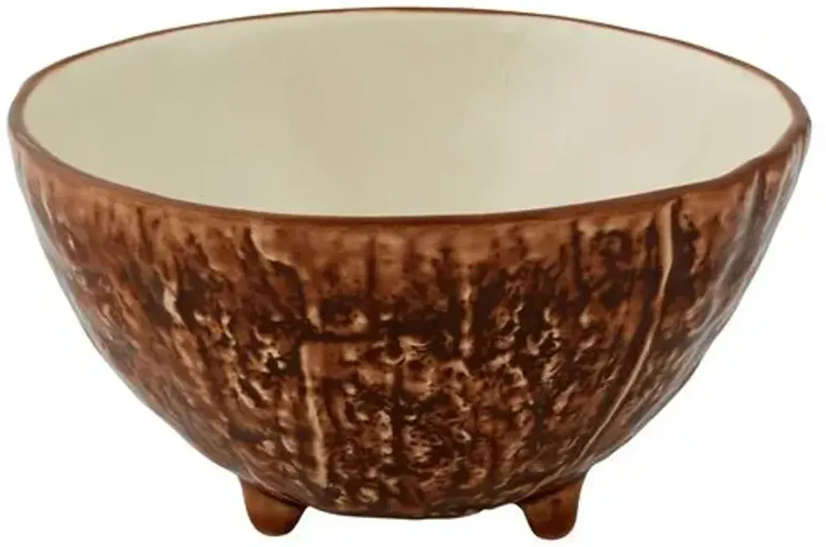 Set of 4 Tropical Fruits Coconut Bowls - Bordallo Pinheiro - Brown