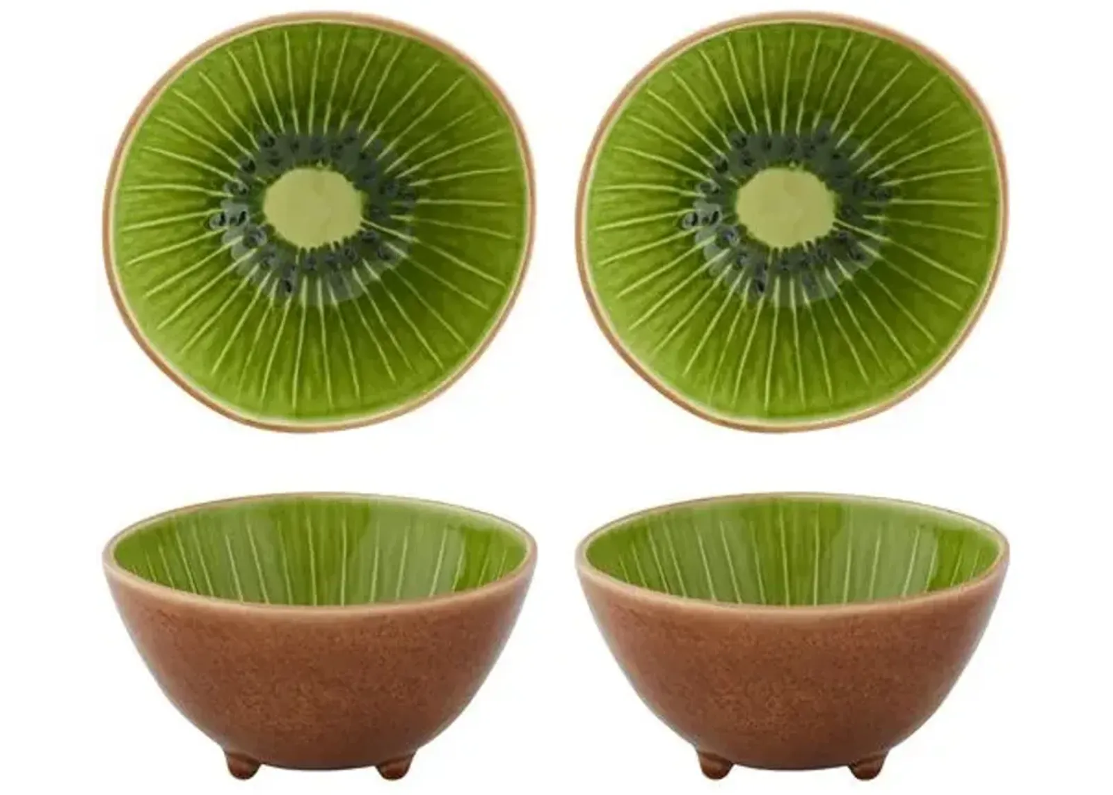 Set of 4 Tropical Fruits Kiwi Bowls - Bordallo Pinheiro - Green