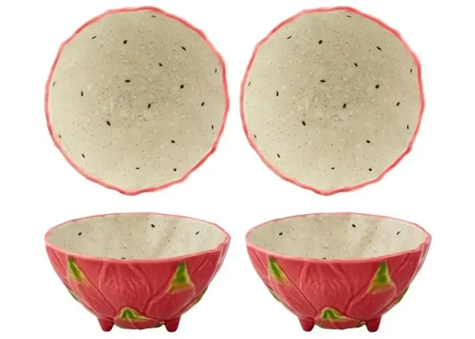 Set of 4 Tropical Fruits Pitaya Bowls - Bordallo Pinheiro - Red