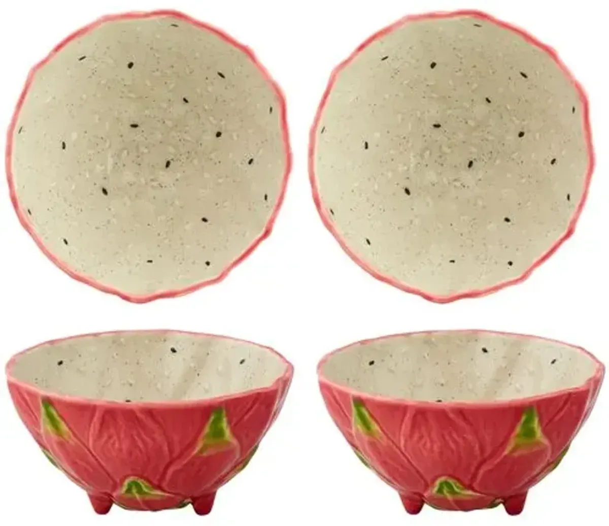 Set of 4 Tropical Fruits Pitaya Bowls - Bordallo Pinheiro - Red