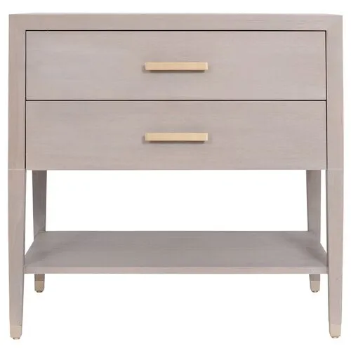 Carlyle Nightstand - Gray Wash/Brass - Ave Home