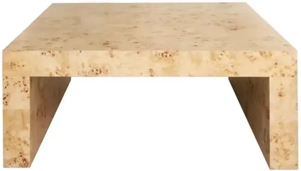 Chloe Square Coffee Table - Honey Burl - Ave Home - Brown