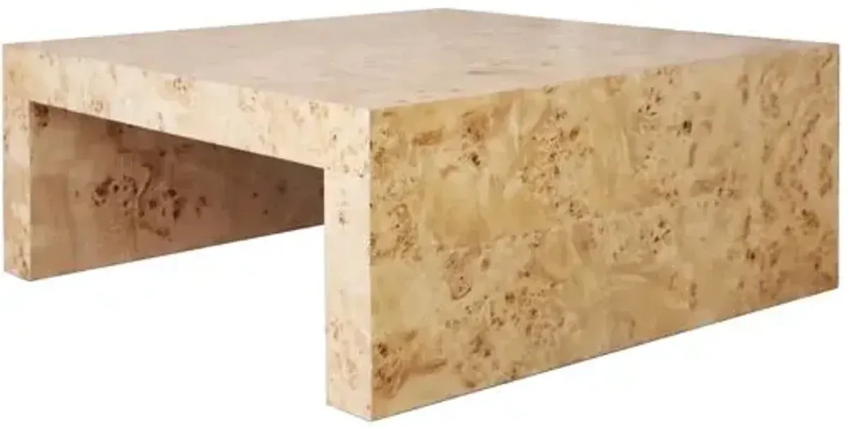 Chloe Square Coffee Table - Honey Burl - Ave Home - Brown