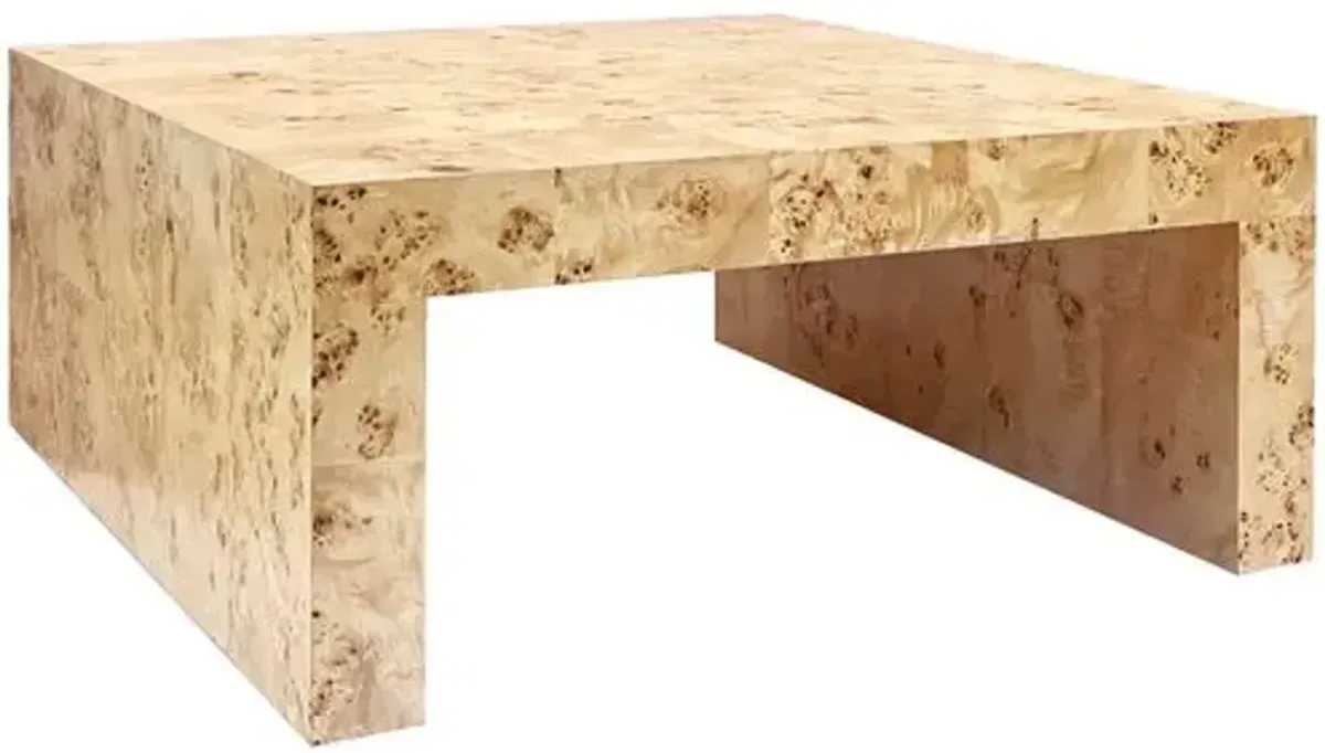 Chloe Square Coffee Table - Honey Burl - Ave Home - Brown