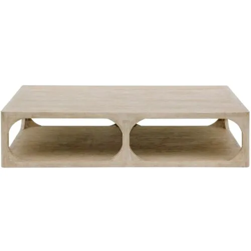 Ming Arched Coffee Table - Weathered Whitewash - Handcrafted - Brown