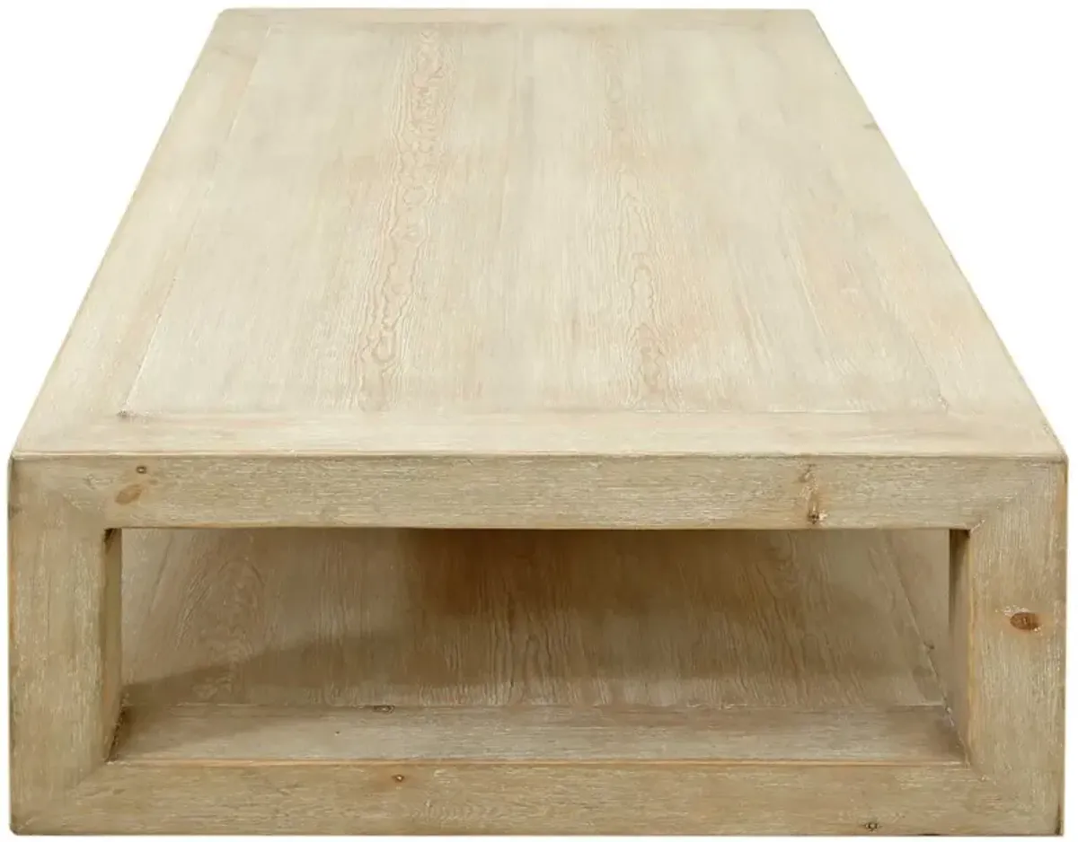 Peking Grand Framed Coffee Table, Weathered Whitewash