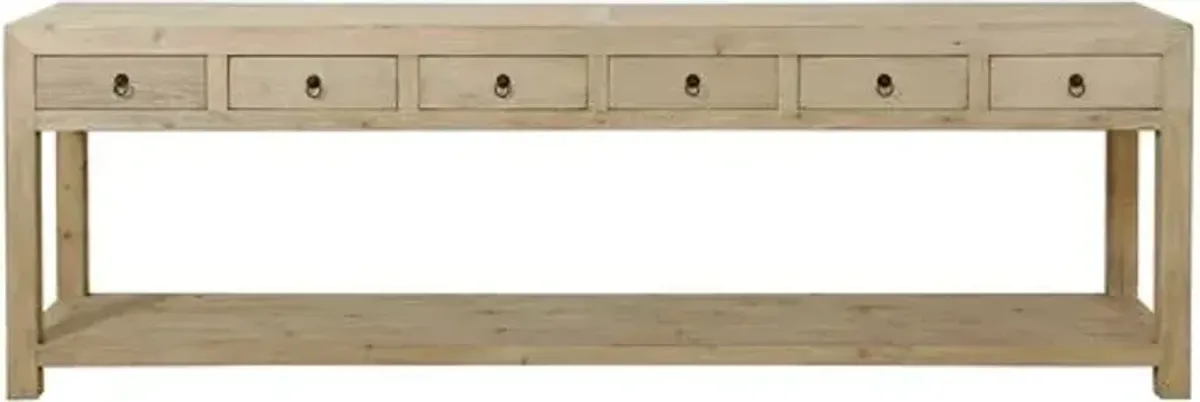 Capri Grand 6-Drawer Console - Weathered Natural - Brown