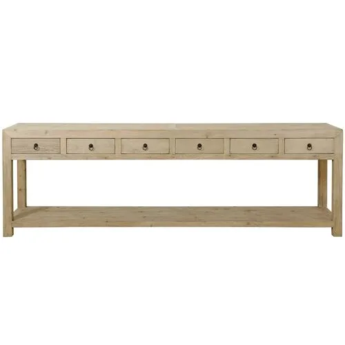 Capri Grand 6-Drawer Console - Weathered Natural - Brown