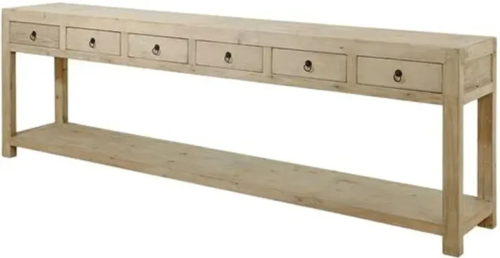 Capri Grand 6-Drawer Console - Weathered Natural - Brown