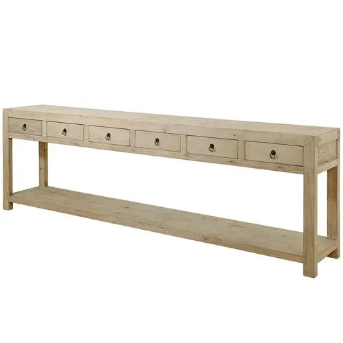 Capri Grand 6-Drawer Console - Weathered Natural - Brown