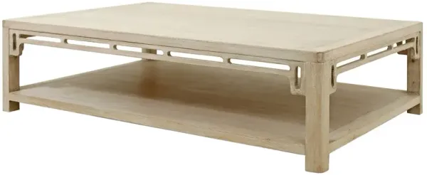 Ming Arch Coffee Table - Weathered Whitewash - Handcrafted - Brown