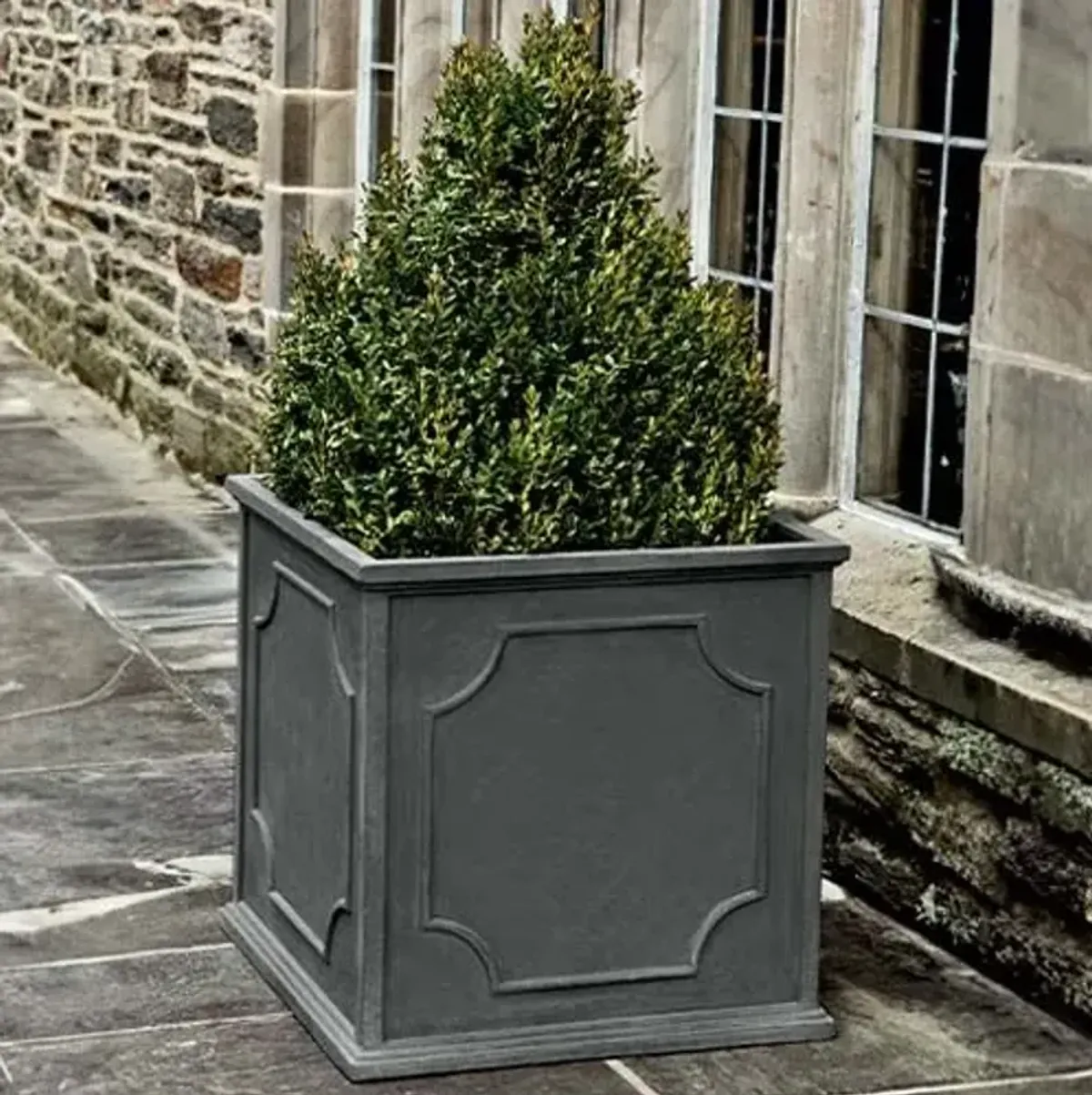 Cumberland Square Planter - Lead Lite - Campania International - Gray - 26hx26lx26w