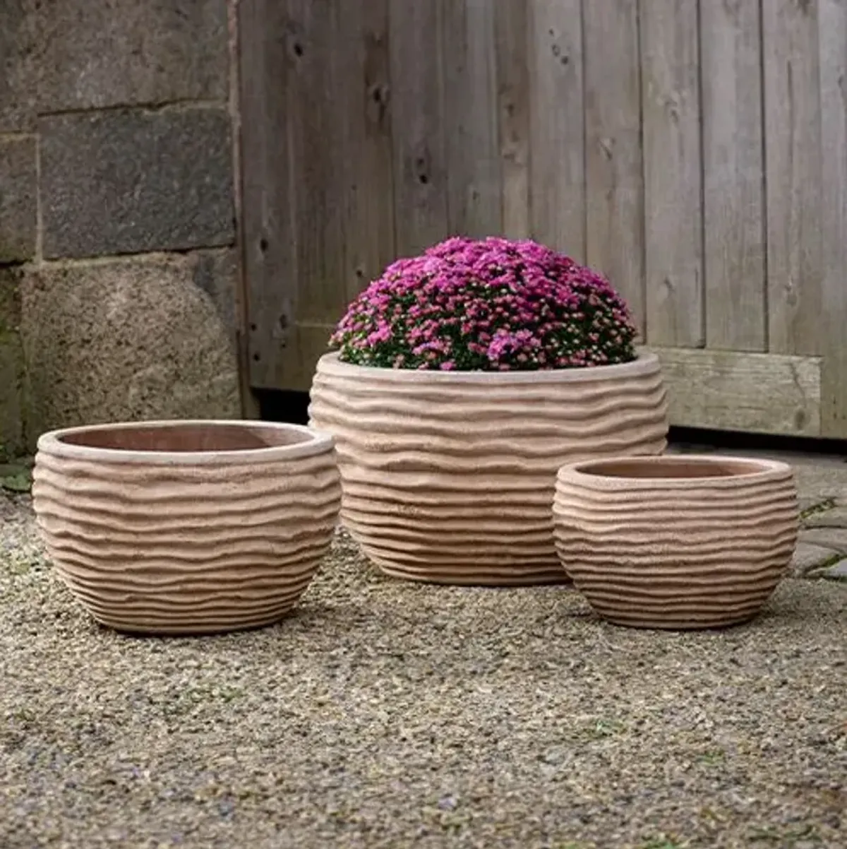 Set of 3 Nami Planter - Campania International - Handcrafted - Brown - 11.5hx19.5lx19.5w